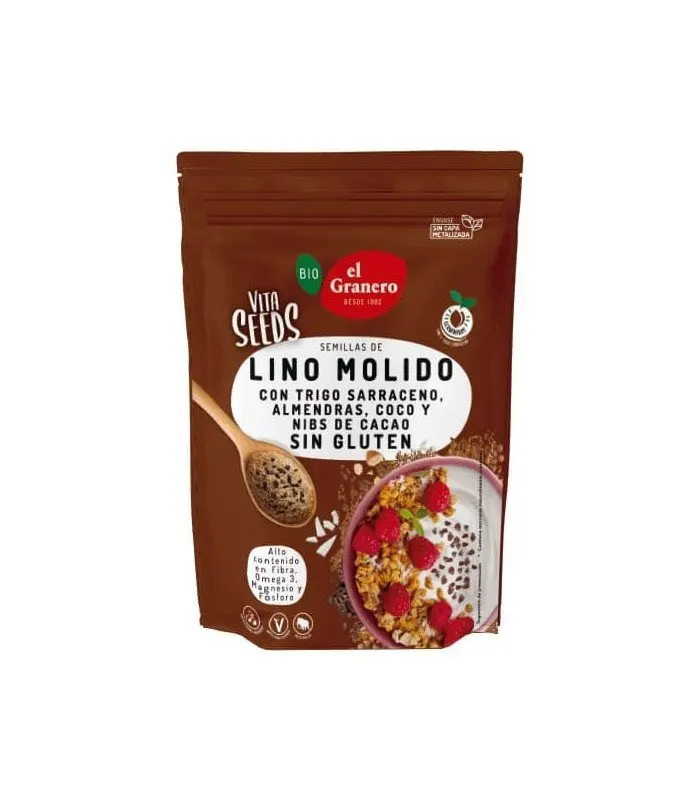 El Granero Vitaseeds Lino Molido Con Trigo Sarraceno, Nibs de Cacao y Almendras Bio
